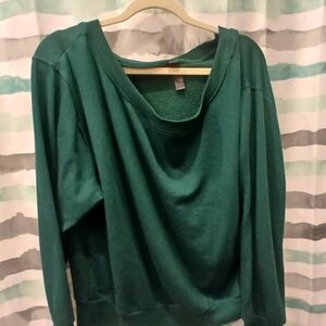 Elegant Off-the-Shoulder Teal Sweater